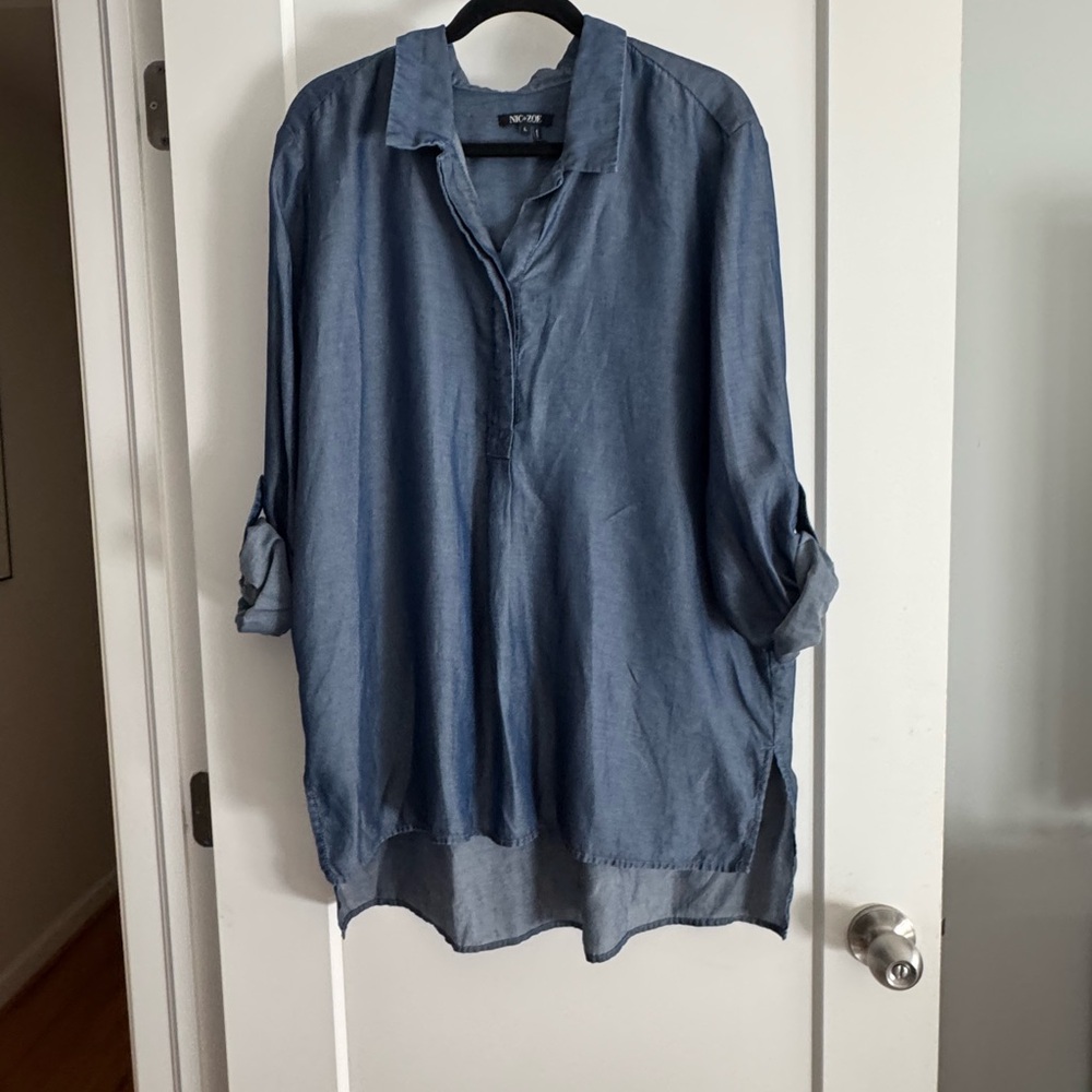 NIC+ZOE WOMEN’s Blue Tunic Top in Excellent Condition. Size Large